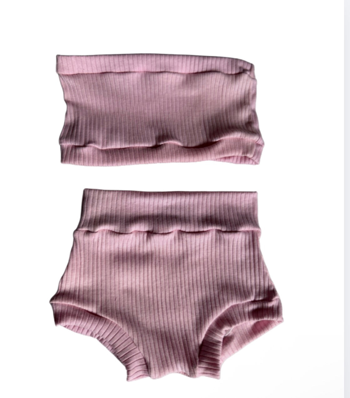 Bummies Tube Top Set - Ribbed Pink